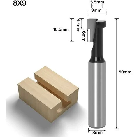 Fraise en T 8mm pour défonceuse - Lame de routeur en T pour bois - GrooFoo 5/16", 3/8", 1/2" 5 Fraise en T 8mm pour défonceuse - Lame de routeur en T pour bois - GrooFoo 5/16", 3/8", 1/2" – Image 3