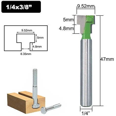 SUPERSELLER Fraise Pour Défonceuse Affleureuse Et Toupie - Jeu de Mèches de Routeur à Trou de Serrure 635 mm (1/4") Tige 5/16 3/8 & 1/2" - Diamètre de la Lame pour Boulon Hexagonal en Bois T-Track Rainurage 7 SUPERSELLER Fraise Pour Défonceuse Affleureuse Et Toupie - Jeu de Mèches de Routeur à Trou de Serrure 635 mm (1/4") Tige 5/16 3/8 & 1/2" - Diamètre de la Lame pour Boulon Hexagonal en Bois T-Track Rainurage – Image 5