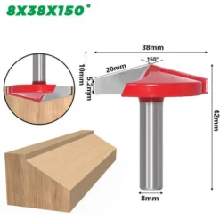 4Pcs Fraise à Rainurer Droit En V, 60° 90° 120° 150°, Queue de 8mm, Fraise à Bois 3D En V pour Défonceuse, Affleureuse et Toupie - Starlight -Toupie Soldes 54850989 5