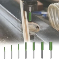7 Pièces Fraise Droite Défonceuse, Mèches de Routeur à Queue de 6 mm avec Tranchants en Carbure - Starlight (Vert) -Toupie Soldes 54851020 4