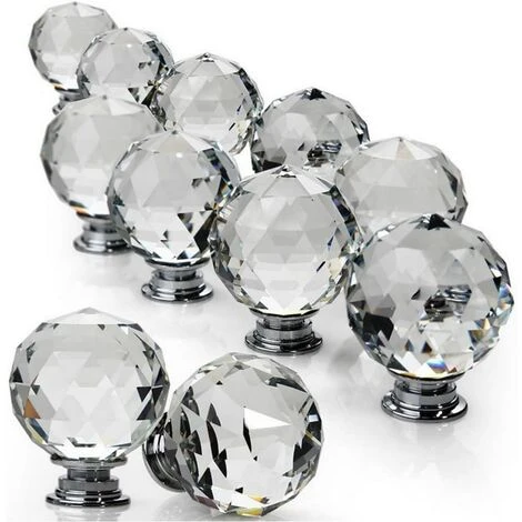 ELLE 10pcs Boutons de Tiroir Sphériques en Cristal - Poignées de Traction pour Placard et Garde-robe (40MM) 4 ELLE 10pcs Boutons de Tiroir Sphériques en Cristal - Poignées de Traction pour Placard et Garde-robe (40MM) – Image 2