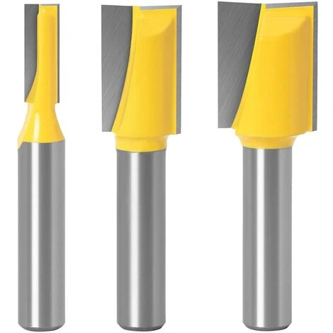 TINOR 8mm Fraises Droites en Carbure - Ensemble de 3 Pièces pour Défonceuse, Affleureuse et Toupie 3 TINOR 8mm Fraises Droites en Carbure - Ensemble de 3 Pièces pour Défonceuse, Affleureuse et Toupie