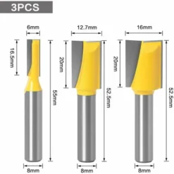 TINOR 8mm Fraises Droites en Carbure - Ensemble de 3 Pièces pour Défonceuse, Affleureuse et Toupie 8 TINOR 8mm Fraises Droites en Carbure - Ensemble de 3 Pièces pour Défonceuse, Affleureuse et Toupie -Toupie Soldes 55018722 2