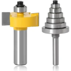 FLYME Mèche de Routeur avec 6 Ensembles de Roulements, Rainureuse à Bois à Tige de 1/2" pour Profondeurs Multiples (1/8", 1/4", 5/16", 3/8", 7/16", 1/2")