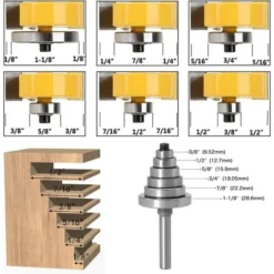 FLYME Mèche de Routeur avec 6 Ensembles de Roulements, Rainureuse à Bois à Tige de 1/2" pour Profondeurs Multiples (1/8", 1/4", 5/16", 3/8", 7/16", 1/2") -Toupie Soldes 56628192 4