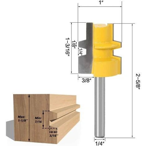 FLYME Fraise à Joint De Colle Réversible, Coupe Tenon Réversible Moyenne à Tige De 1/4 Pouce - Outil de Travail du Bois Professionnel 5 FLYME Fraise à Joint De Colle Réversible, Coupe Tenon Réversible Moyenne à Tige De 1/4 Pouce - Outil de Travail du Bois Professionnel – Image 3