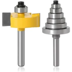 FLYME Ensemble De Fraises à Rainurer à Tige De 1/4 Po - 6 Roulements Interchangeables (1/8", 1/4", 5/16", 3/8", 7/16", 1/2") - Pour Défonceuse, Affleureuse Et Toupie