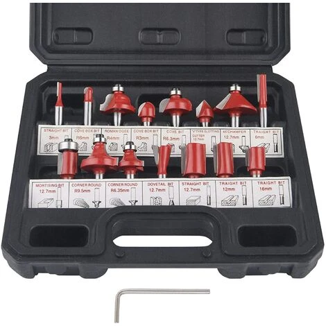 LEDMOMO Fraises Défonceuse 6.35mm - Coffret de 15 Fraises Tige 1/4" en Carbure de Tungstène pour Travail du Bois 3 LEDMOMO Fraises Défonceuse 6.35mm - Coffret de 15 Fraises Tige 1/4" en Carbure de Tungstène pour Travail du Bois