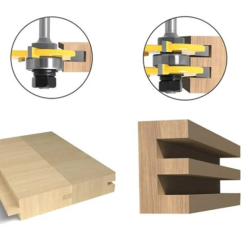 TANABATA 8MM Queue Langue Appariée Et Fraise De Rainure Set 3 Dents Forme T Cutter En Bois - Outil De Coupe Professionnel Pour Travail Du Bois 7 TANABATA 8MM Queue Langue Appariée Et Fraise De Rainure Set 3 Dents Forme T Cutter En Bois - Outil De Coupe Professionnel Pour Travail Du Bois – Image 5