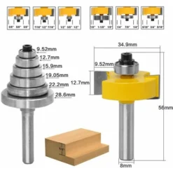 TINOR Fraise de Défonceuse 8mm avec 6 Roulements pour Profondeurs Variables - Outil de Menuiserie Professionnel -Toupie Soldes 57644228 3