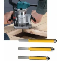 AIDUCHO Fraise à Affleurer 8mm avec Roulement Supérieur - Extra-longue pour Bois - 8*1/2*63.5 -Toupie Soldes 58196543 3