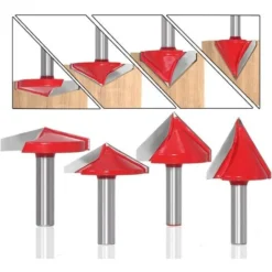 ALMI 6Pcs Fraise à Rainurer Droit En V, 60° 90° 120°, Queue de 8mm, Fraise à Bois 3D En V pour CNC