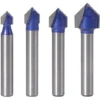 TRIOMPHE 4 PCS 6mm Tige V Rainure En Carbure Monobloc Routeur CNC Gravure 90 Degrés V-Rainurage Bit Outils De Travail Du Bois, T-Audace -Toupie Soldes 60522559 1