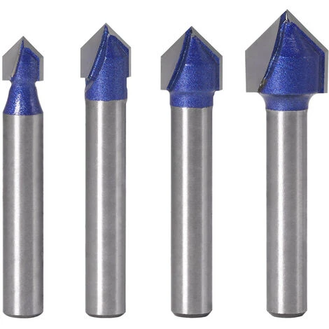TRIOMPHE 4 PCS 6mm Tige V Rainure En Carbure Monobloc Routeur CNC Gravure 90 Degrés V-Rainurage Bit Outils De Travail Du Bois, T-Audace 3 TRIOMPHE 4 PCS 6mm Tige V Rainure En Carbure Monobloc Routeur CNC Gravure 90 Degrés V-Rainurage Bit Outils De Travail Du Bois, T-Audace