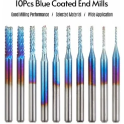 Fraise à Couteau en Acier au Tungstène pour Machine à Graver - 10pc 0.8-3.175mm - Plaqué Bleu 11 Fraise à Couteau en Acier au Tungstène pour Machine à Graver - 10pc 0.8-3.175mm - Plaqué Bleu -Toupie Soldes 60607741 5