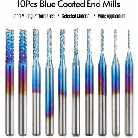 Fraise à Couteau en Acier au Tungstène pour Machine à Graver - 10pc 0.8-3.175mm - Plaqué Bleu 7 Fraise à Couteau en Acier au Tungstène pour Machine à Graver - 10pc 0.8-3.175mm - Plaqué Bleu – Image 5