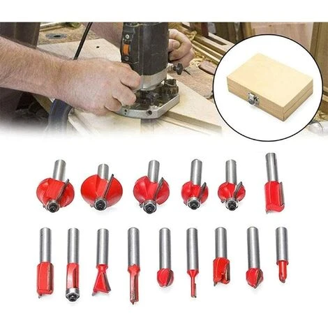 FLYME Fraise Défonceuse 15 Pcs - Kit de Fraises à Rainurer 6.35mm pour Bois - 1/4" Milling Cutter avec Boîtier en Bois 7 FLYME Fraise Défonceuse 15 Pcs - Kit de Fraises à Rainurer 6.35mm pour Bois - 1/4" Milling Cutter avec Boîtier en Bois – Image 5
