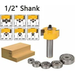 TOPHOMER Fraise de Défonceuse 1/2" H Shank avec 6 Roulements pour Profondeurs Variables (3/8" à 1-1/8") - Outil de Menuiserie Professionnel -Toupie Soldes 60936142 3