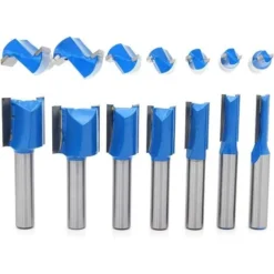 Minkurow 7Pcs Fraise Droite à Queue de 8mm - Kit Fraises à Bois pour Défonceuse, Affleureuse et Toupie (6mm à 20mm)