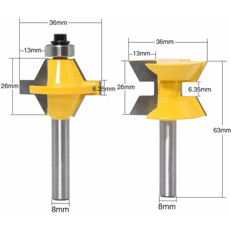 NAXUNNN 2Pcs Fraise à Bois 8mm 120° - Set de Fraises pour Défonceuse, Affleureuse et Toupie - Outil de Coupe pour Rainurage du Bois 3 NAXUNNN 2Pcs Fraise à Bois 8mm 120° - Set de Fraises pour Défonceuse, Affleureuse et Toupie - Outil de Coupe pour Rainurage du Bois