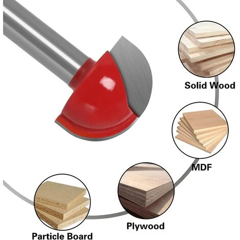 CHANCEY Fraise à Fond Rond Bois, 5PCS Router Bits 8mm Tige 12/16/19/22/25.4mm - Fraise à Gorges Carbure Queue pour Défonceuse, Affleureuse et Toupie - SEMAket 4 CHANCEY Fraise à Fond Rond Bois, 5PCS Router Bits 8mm Tige 12/16/19/22/25.4mm - Fraise à Gorges Carbure Queue pour Défonceuse, Affleureuse et Toupie - SEMAket – Image 2