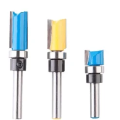 HEGUYEY Fraise Défonceuse Droite, 3PCS 1/4" Mèches de Routeur en Bois de Carbure, Outil de Menuiserie avec Roulement Supérieur