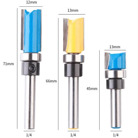 HEGUYEY Fraise Défonceuse Droite, 3PCS 1/4" Mèches de Routeur en Bois de Carbure, Outil de Menuiserie avec Roulement Supérieur 4 HEGUYEY Fraise Défonceuse Droite, 3PCS 1/4" Mèches de Routeur en Bois de Carbure, Outil de Menuiserie avec Roulement Supérieur – Image 2