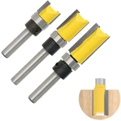 HEGUYEY Lot de 3 Fraises à Affleurer Carbure avec Tige de 6 mm - Fraise à Rainurer et à Bois pour Défonceuse, Affleureuse et Toupie