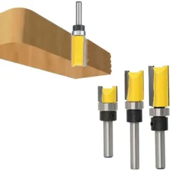 HEGUYEY Lot de 3 Fraises à Affleurer Carbure avec Tige de 6 mm - Fraise à Rainurer et à Bois pour Défonceuse, Affleureuse et Toupie -Toupie Soldes 64047393 4