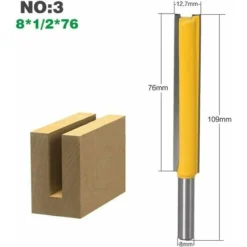Jeu de 3 Fraises à Affleurer Extra-Longues 8mm - Carbure - Pour Défonceuse, Affleureuse et Toupie - Lames de 50mm, 63mm, 76mm - Outillage Professionnel pour Menuiserie - LangRay -Toupie Soldes 64073501 5