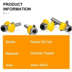 CHANCEY Routeur De Arrondi Fraise Defonceuse 4PCS - Outil de Bordure pour Travail du Bois, SEMAket -Toupie Soldes 64087566 5