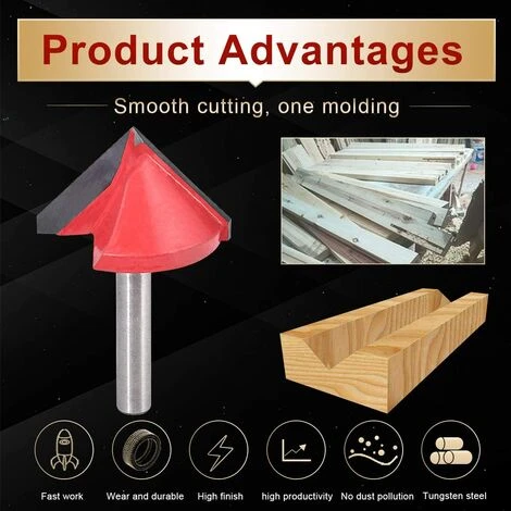 Fraise à Rainurer V en Carbure de Tungstène, 6mm Queue, 32mm Largeur, 90° - Outil CNC pour Bois 5 Fraise à Rainurer V en Carbure de Tungstène, 6mm Queue, 32mm Largeur, 90° - Outil CNC pour Bois – Image 3