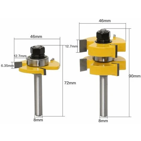 Jeu de 2 Couteaux à Percussion à Rainure et Languette 8 mm - Outil de Travail du Bois - Fraise pour Défonceuse, Affleureuse et Toupie 4 Jeu de 2 Couteaux à Percussion à Rainure et Languette 8 mm - Outil de Travail du Bois - Fraise pour Défonceuse, Affleureuse et Toupie – Image 2
