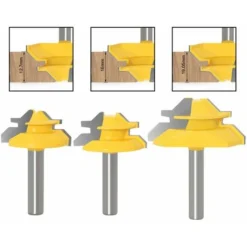 LIFCAUSAL 3PCS Jeu de Fraises à Rainurer 8mm avec 12.7mm 16mm 19.05mm - Outil de Travail du Bois pour Défonceuse, Affleureuse et Toupie -Toupie Soldes 64557227 5