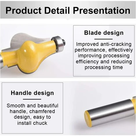 SINCÈREETALI 2pcs Fraise à Main pour Défonceuse - Jeu de Fraises à Moulurer Standard/Flûte - Queue de 1/2'' pour Rampe d'Escalier et Rampes 6 SINCÈREETALI 2pcs Fraise à Main pour Défonceuse - Jeu de Fraises à Moulurer Standard/Flûte - Queue de 1/2'' pour Rampe d'Escalier et Rampes – Image 4