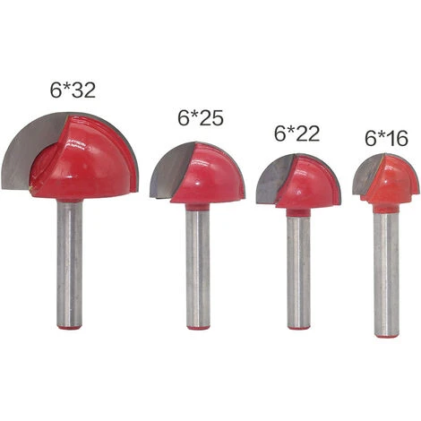 HEGUYEY 4 Pcs 6mm Tige Routeur Core Box Bits CNC Fraise à Rainure Ronde Outils à Bois 16mm/22mm/25mm/32mm - Fraise Pour Défonceuse, Affleureuse Et Toupie 3 HEGUYEY 4 Pcs 6mm Tige Routeur Core Box Bits CNC Fraise à Rainure Ronde Outils à Bois 16mm/22mm/25mm/32mm - Fraise Pour Défonceuse, Affleureuse Et Toupie