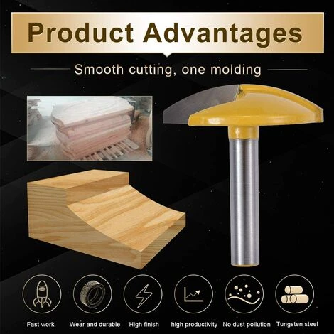 Fraise Horizontale MÈREÉTERNEL pour Toupie - Tige 8mm, Largeur 1-3/4", Rayon 1.65" - Idéal pour Chape et Petite Toupie 5 Fraise Horizontale MÈREÉTERNEL pour Toupie - Tige 8mm, Largeur 1-3/4", Rayon 1.65" - Idéal pour Chape et Petite Toupie – Image 3