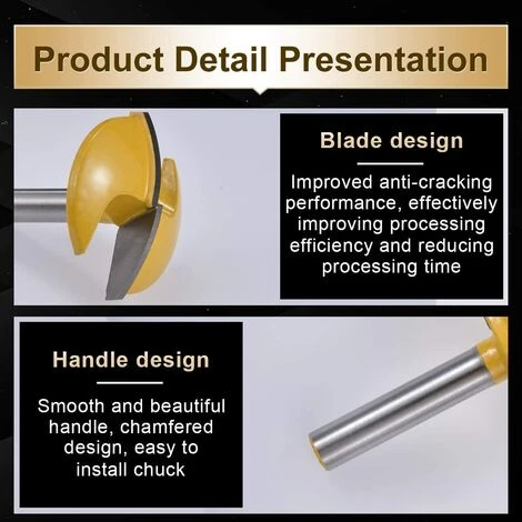 Fraise Horizontale MÈREÉTERNEL pour Toupie - Tige 8mm, Largeur 1-3/4", Rayon 1.65" - Idéal pour Chape et Petite Toupie 6 Fraise Horizontale MÈREÉTERNEL pour Toupie - Tige 8mm, Largeur 1-3/4", Rayon 1.65" - Idéal pour Chape et Petite Toupie – Image 4