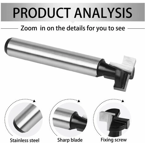 Jeu de 3 Fraises en T pour Défonceuse - 7.93/9.52/12.7mm - Lame Carbure pour Bois - Outils de Menuiserie Professionnels 5 Jeu de 3 Fraises en T pour Défonceuse - 7.93/9.52/12.7mm - Lame Carbure pour Bois - Outils de Menuiserie Professionnels – Image 3