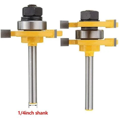 BDD Jeu de 2 Mèches à Languette et Rainure, 3 Dents, Tige 1/4 Pouce, Forme T - Outil de Coupe du Bois pour Défonceuse, Affleureuse et Toupie 5 BDD Jeu de 2 Mèches à Languette et Rainure, 3 Dents, Tige 1/4 Pouce, Forme T - Outil de Coupe du Bois pour Défonceuse, Affleureuse et Toupie – Image 3