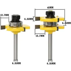 BDD Jeu de 2 Mèches à Languette et Rainure, 3 Dents, Tige 1/4 Pouce, Forme T - Outil de Coupe du Bois pour Défonceuse, Affleureuse et Toupie 10 BDD Jeu de 2 Mèches à Languette et Rainure, 3 Dents, Tige 1/4 Pouce, Forme T - Outil de Coupe du Bois pour Défonceuse, Affleureuse et Toupie -Toupie Soldes 65373444 4