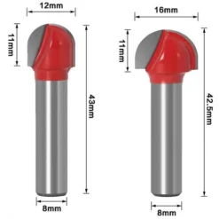 BDD Fraise Ronde En Bois, 5 Pièces Fraises 8 mm Tige 12/16/19/22/25 mm Tige En Carbure - Fraise à Rainurer pour Défonceuse, Affleureuse et Toupie -Toupie Soldes 65376752 2