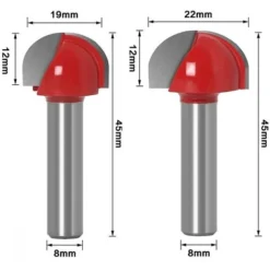 BDD Fraise Ronde En Bois, 5 Pièces Fraises 8 mm Tige 12/16/19/22/25 mm Tige En Carbure - Fraise à Rainurer pour Défonceuse, Affleureuse et Toupie -Toupie Soldes 65376752 3
