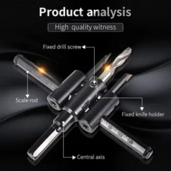 Kit de Scie Cloche Circulaire Réglable 30-200 mm - Outil de Bricolage pour Bois et Cloisons Sèches 8 Kit de Scie Cloche Circulaire Réglable 30-200 mm - Outil de Bricolage pour Bois et Cloisons Sèches -Toupie Soldes 65505389 2