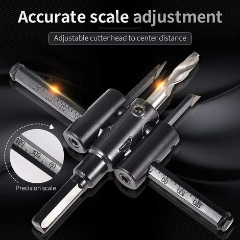 Kit de Scie Cloche Circulaire Réglable 30-200 mm - Outil de Bricolage pour Bois et Cloisons Sèches 5 Kit de Scie Cloche Circulaire Réglable 30-200 mm - Outil de Bricolage pour Bois et Cloisons Sèches – Image 3