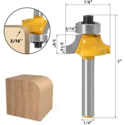 Lot de 4 Mèches de Toupie Rondes sur Bordure, Tige 1/4" - Fraise pour Défonceuse, Affleureuse et Toupie -Toupie Soldes 65506657 3