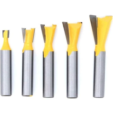 Lot de 5 Mèches à Queue d'Aronde OSQI - Diamètres 1/4", 3/8", 1/2", 5/8", 3/4" - Pour Défonceuse, Affleureuse et Toupie 3 Lot de 5 Mèches à Queue d'Aronde OSQI - Diamètres 1/4", 3/8", 1/2", 5/8", 3/4" - Pour Défonceuse, Affleureuse et Toupie