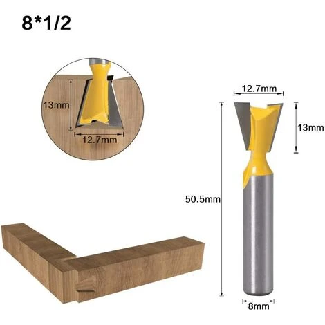 Lot de 5 Mèches à Queue d'Aronde OSQI - Diamètres 1/4", 3/8", 1/2", 5/8", 3/4" - Pour Défonceuse, Affleureuse et Toupie 7 Lot de 5 Mèches à Queue d'Aronde OSQI - Diamètres 1/4", 3/8", 1/2", 5/8", 3/4" - Pour Défonceuse, Affleureuse et Toupie – Image 5