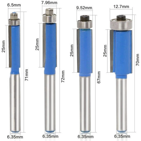 FR-LIFE BR-Vie 4Pcs Fraise à Copier 6.35 MM - Outils de Fraisage de Menuiserie avec Roulement Supérieur - Idéal pour Bricolage et Coupe 4 FR-LIFE BR-Vie 4Pcs Fraise à Copier 6.35 MM - Outils de Fraisage de Menuiserie avec Roulement Supérieur - Idéal pour Bricolage et Coupe – Image 2