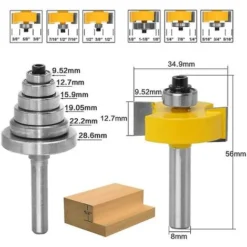 Cisea Fraise à Feuillure 8mm avec 6 Roulements - Outil de Travail du Bois pour Défonceuse, Affleureuse et Toupie -Toupie Soldes 66352191 3